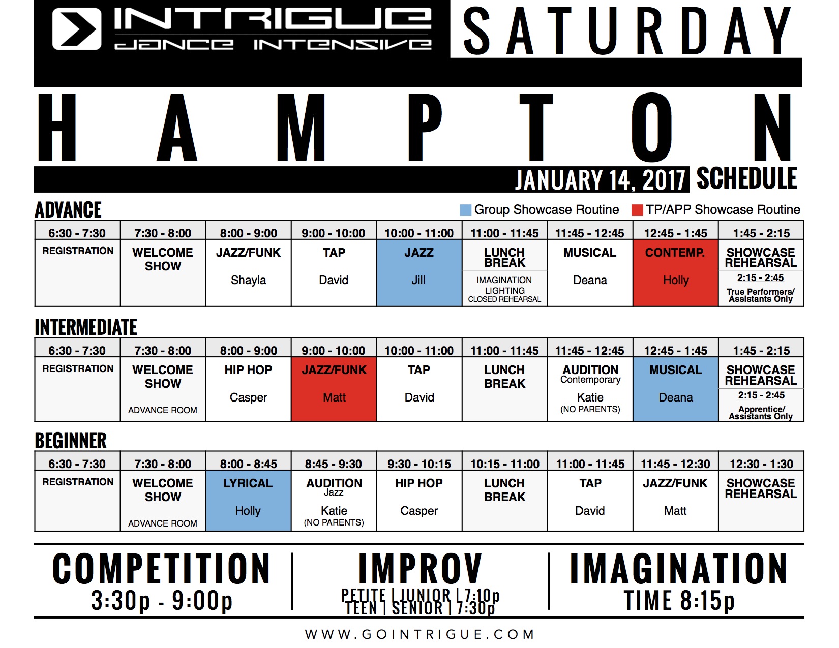 Hampton Class Schedule Intrigue Dance Intensive